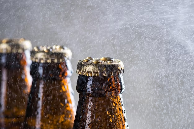 Beer bottles highlighting their caps